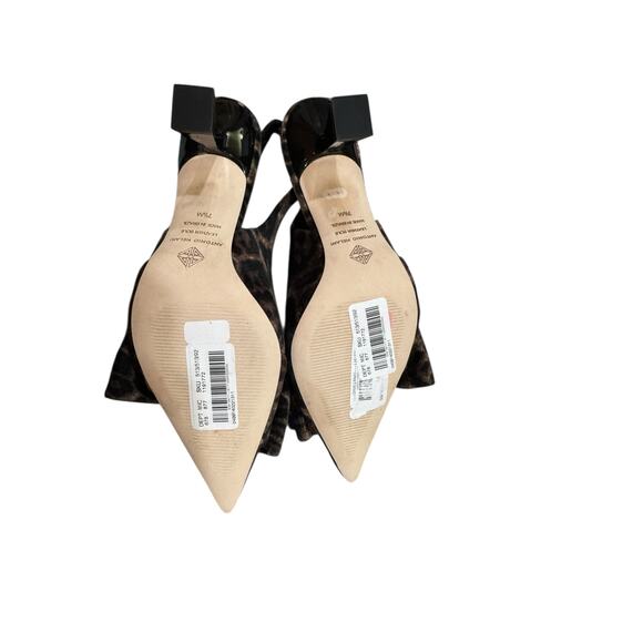 Antonio Melani Leopard Slingback Heels Bow Point Toe Kitten Velvet 7.5 NWT Y2K - Picture 5 of 6